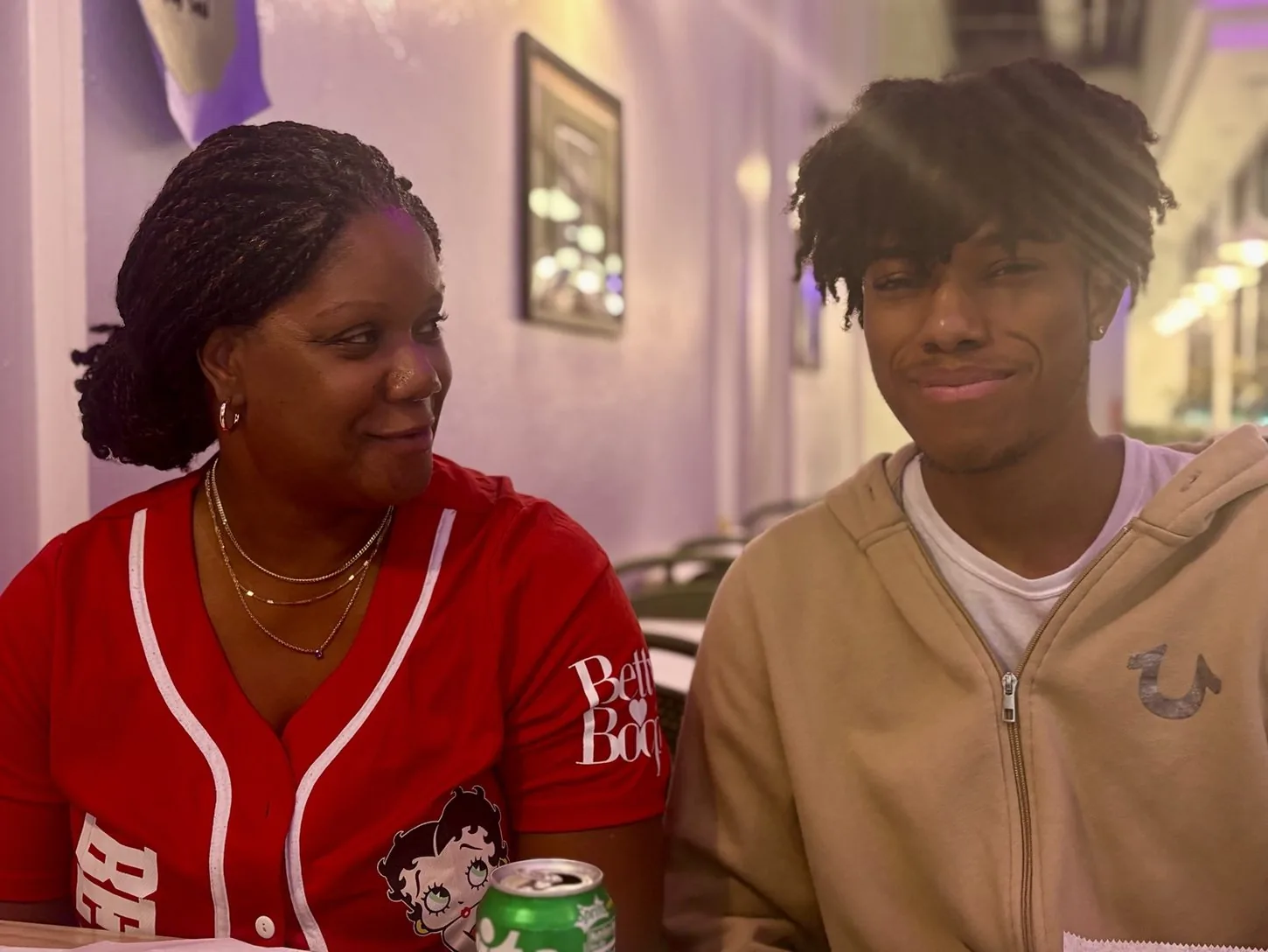 A moment together at dinner before heading to the arena.