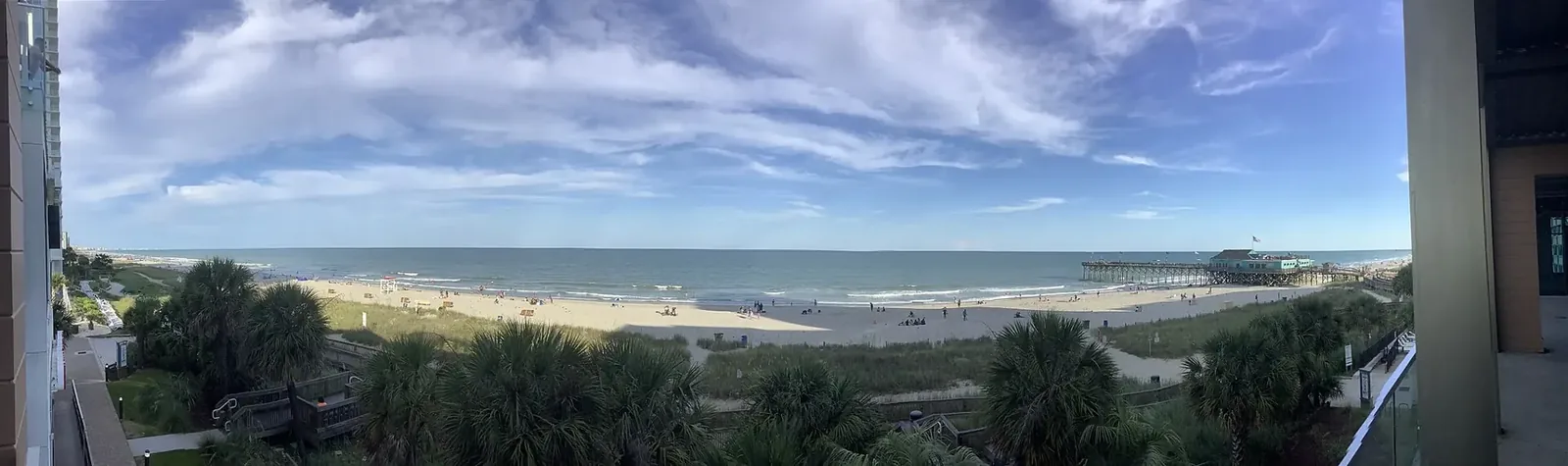 Oceanfront and sandy coastline in Myrtle Beach, South Carolina